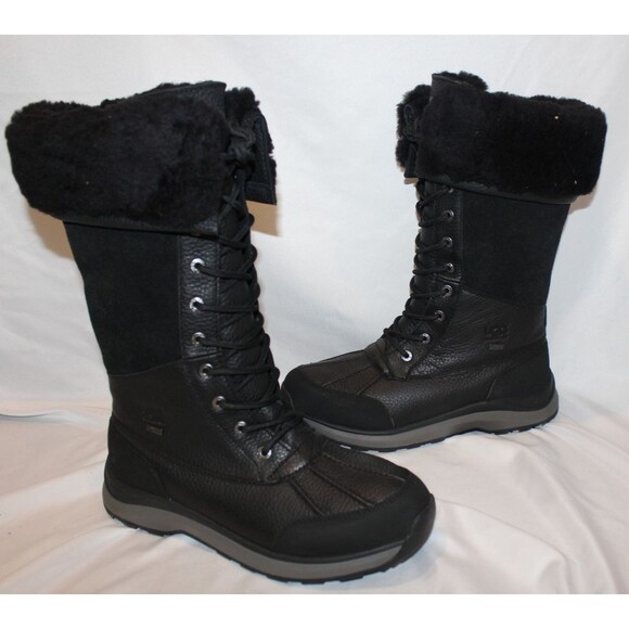 UGG Adirondack III Tall Leather Wateproof Suede Leather Boots Black Sz 8.5 NWT - Picture 2 of 8